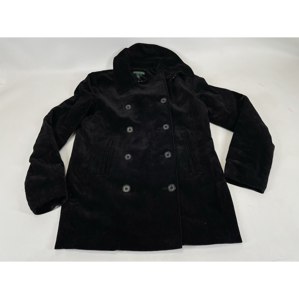 Ralph Lauren Black Corduroy Peacoat Womens Size M‎